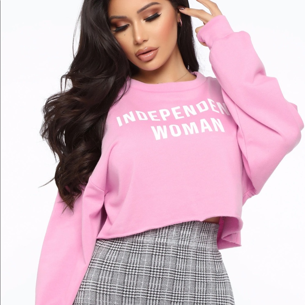 Independent woman crop sweater